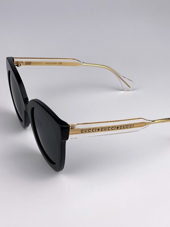 Gucci Seasonal Icon GG0564SN 001 Sunglasses Crystal Gold Black Cat Eye Women main image 5